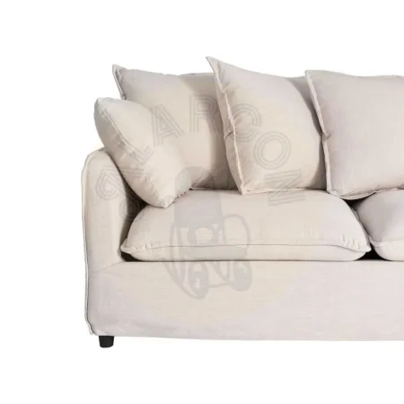 Sofá chaise longue beige en DM y tejido poliéster lino con cojines desenfundables y patas negras 252x158x84cm - Ixia - 616215IX - foto-secundaria-4