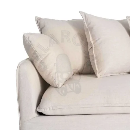 Sofá chaise longue beige en DM y tejido poliéster lino con cojines desenfundables y patas negras 252x158x84cm - Ixia - 616215IX - foto-secundaria-6