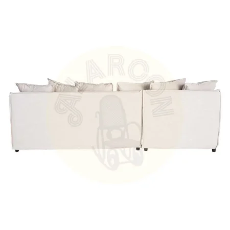 Sofá chaise longue beige en DM y tejido poliéster lino con cojines desenfundables y patas negras 254x158x84cm - Ixia - 616216IX - foto-secundaria-2
