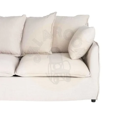 Sofá chaise longue beige en DM y tejido poliéster lino con cojines desenfundables y patas negras 254x158x84cm - Ixia - 616216IX - foto-secundaria-6