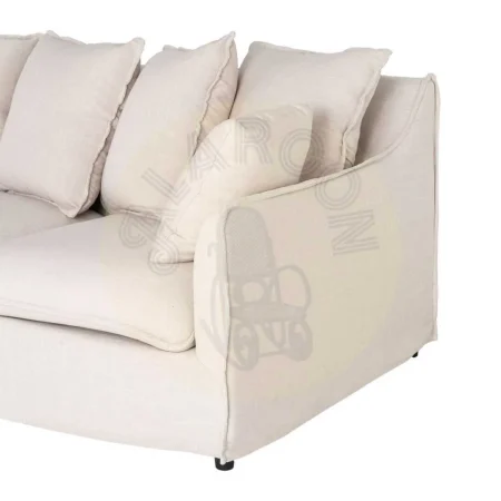 Sofá chaise longue beige en DM y tejido poliéster lino con cojines desenfundables y patas negras 254x158x84cm - Ixia - 616216IX - foto-secundaria-8