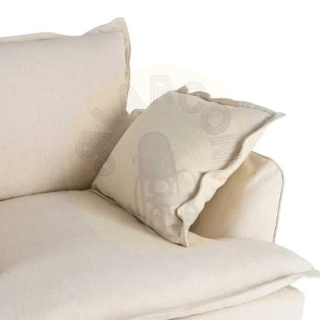 Sillón beige estructura madera de pino tapizado 20% lino 80% algodón patas negras cojines desenfundables 115x109x97cm - Ixia - 616217IX - foto-secundaria-3