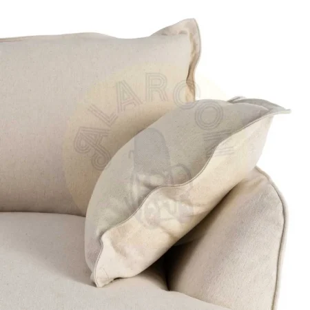 Sillón beige estructura madera de pino tapizado 20% lino 80% algodón patas negras cojines desenfundables 115x109x97cm - Ixia - 616217IX - foto-secundaria-6