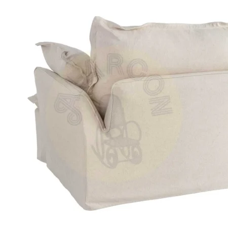Sillón beige estructura madera de pino tapizado 20% lino 80% algodón patas negras cojines desenfundables 115x109x97cm - Ixia - 616217IX - foto-secundaria-7