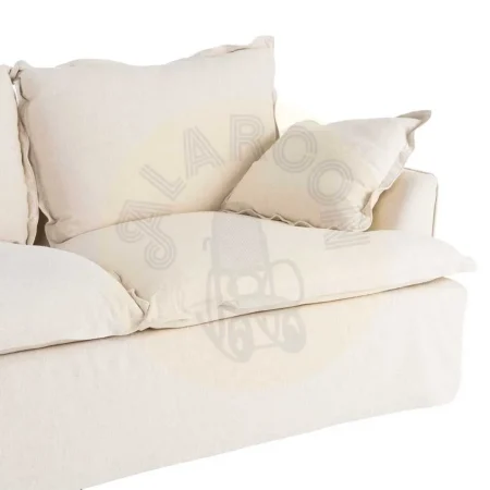 Sofá 2 plazas beige tapizado en tejido lino y algodón con estructura en madera de pino y patas negras 200x109x90cm - Ixia - 616218IX - foto-secundaria-3