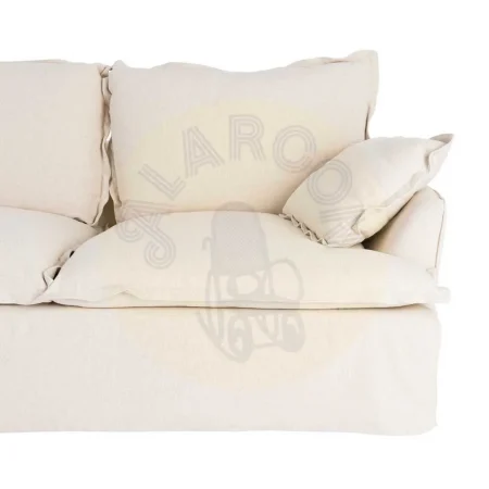 Sofá 2 plazas beige tapizado en tejido lino y algodón con estructura en madera de pino y patas negras 200x109x90cm - Ixia - 616218IX - foto-secundaria-6