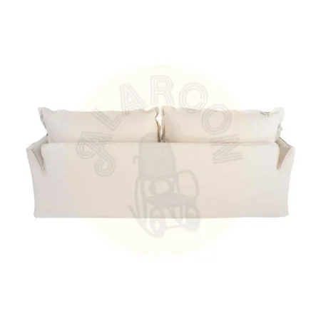 Sofá 3 plazas beige tapizado en lino y algodón estructura de madera de pino patas negras relleno pluma y espuma 230x109x90cm - Ixia - 616219IX - foto-secundaria-2