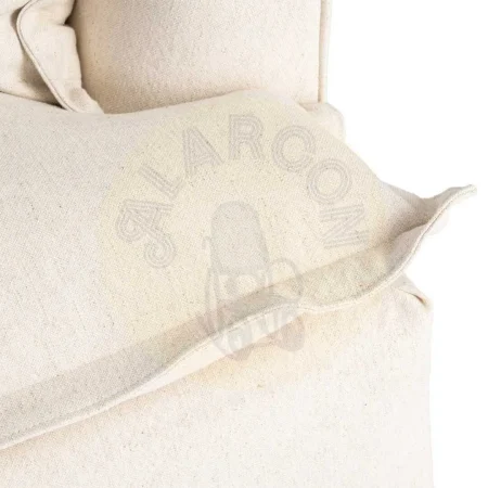 Sofá 3 plazas beige tapizado en lino y algodón estructura de madera de pino patas negras relleno pluma y espuma 230x109x90cm - Ixia - 616219IX - foto-secundaria-5