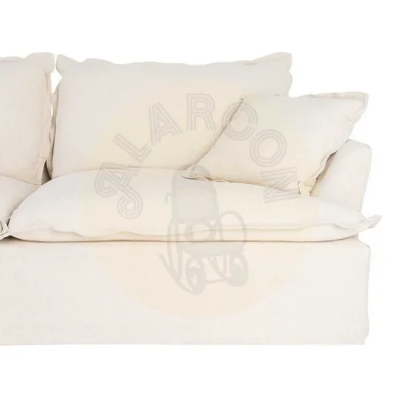 Sofá 3 plazas beige tapizado en lino y algodón estructura de madera de pino patas negras relleno pluma y espuma 230x109x90cm - Ixia - 616219IX - foto-secundaria-6