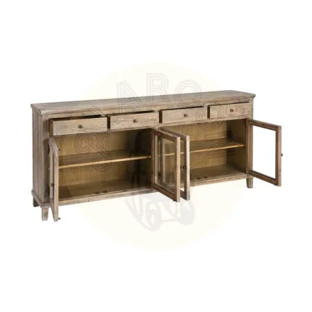Aparador en madera de pino reciclada para salón con cajones y puertas 200x42x88cm - Ixia - 616221IX - foto-secundaria-1