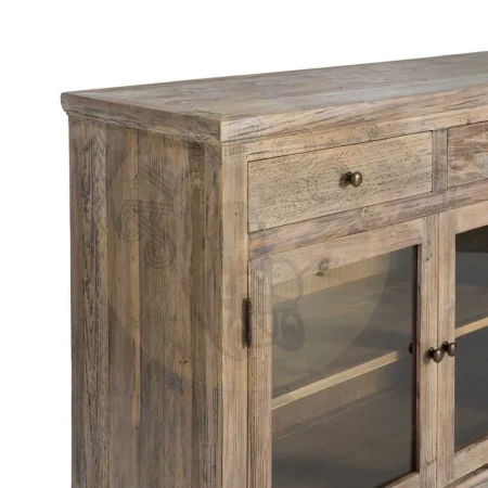 Aparador en madera de pino reciclada para salón con cajones y puertas 200x42x88cm - Ixia - 616221IX - foto-secundaria-3