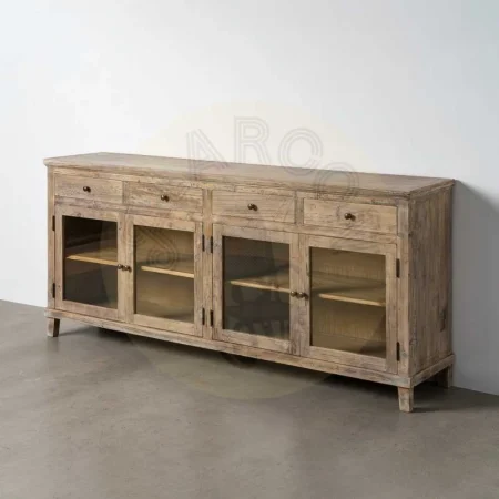 Aparador en madera de pino reciclada para salón con cajones y puertas 200x42x88cm - Ixia - 616221IX - foto-secundaria-8