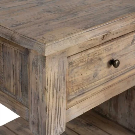 Aparador para salón en madera de pino reciclada y cristal con cajones y puertas 180x45x88cm - Ixia - 616222IX - foto-secundaria-5