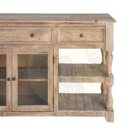 Aparador para salón en madera de pino reciclada y cristal con cajones y puertas 180x45x88cm - Ixia - 616222IX - foto-secundaria-8