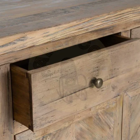 Aparador de madera de pino reciclada para salón con cajones y puertas 180x42x88cm - Ixia - 616224IX - foto-secundaria-6