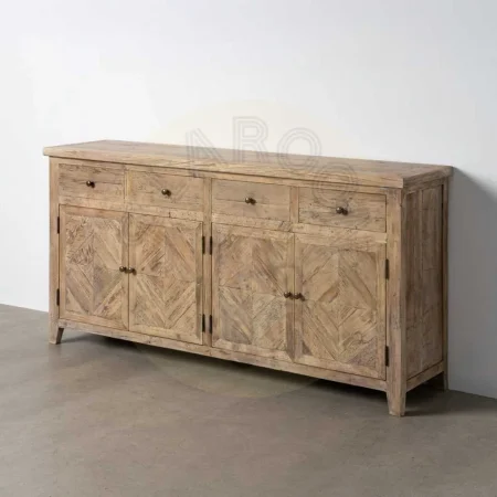 Aparador de madera de pino reciclada para salón con cajones y puertas 180x42x88cm - Ixia - 616224IX - foto-secundaria-9