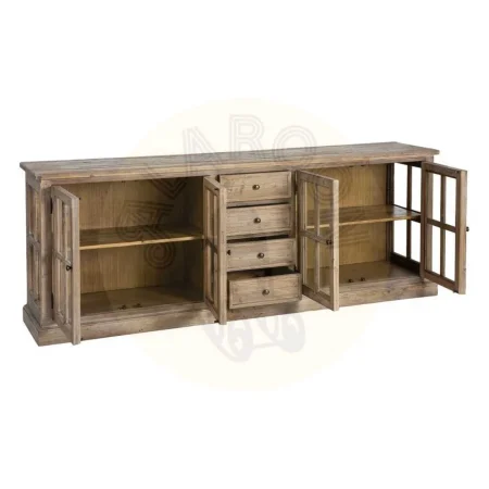 Aparador en madera de pino reciclada y cristal para salón 220x45x80cm - Ixia - 616225IX - foto-secundaria-1
