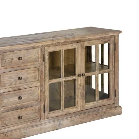 Aparador en madera de pino reciclada y cristal para salón 220x45x80cm - Ixia - 616225IX - foto-secundaria-2