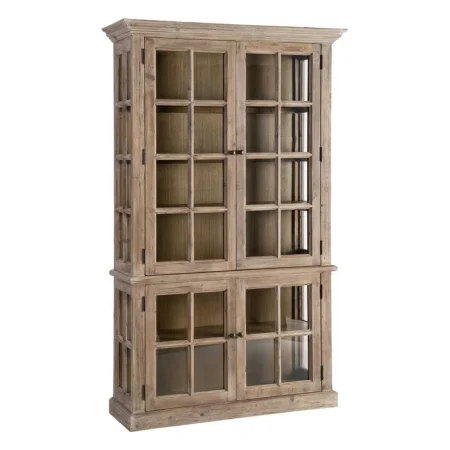 Vitrina para salón de madera de pino reciclada con puertas de cristal 120x40x195cm - Ixia - 616226IX - foto-blanco