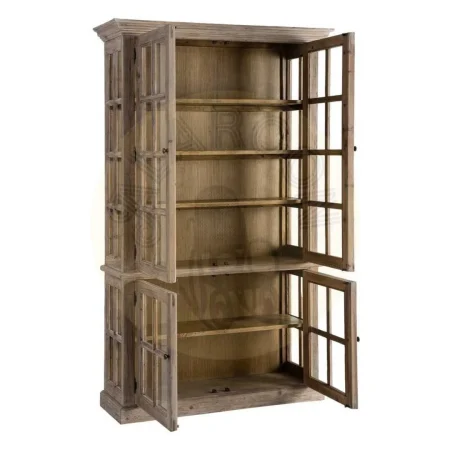 Vitrina para salón de madera de pino reciclada con puertas de cristal 120x40x195cm - Ixia - 616226IX - foto-secundaria-1