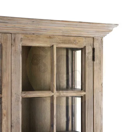 Vitrina para salón de madera de pino reciclada con puertas de cristal 120x40x195cm - Ixia - 616226IX - foto-secundaria-2