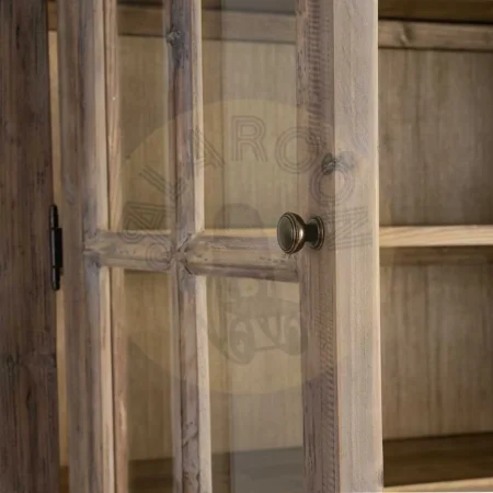 Vitrina para salón de madera de pino reciclada con puertas de cristal 120x40x195cm - Ixia - 616226IX - foto-secundaria-4