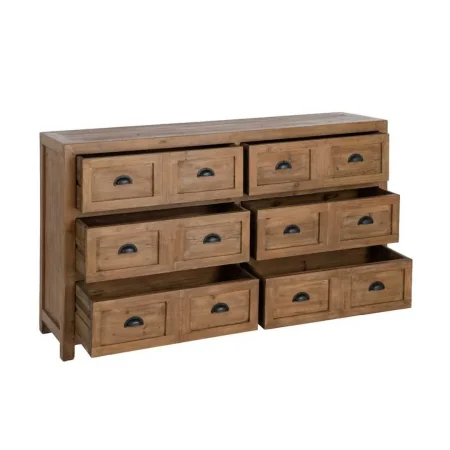 Mueble recibidor en madera reciclada de pino con 6 cajones 160x40x90cm - Ixia - 616229IX - foto-blanco