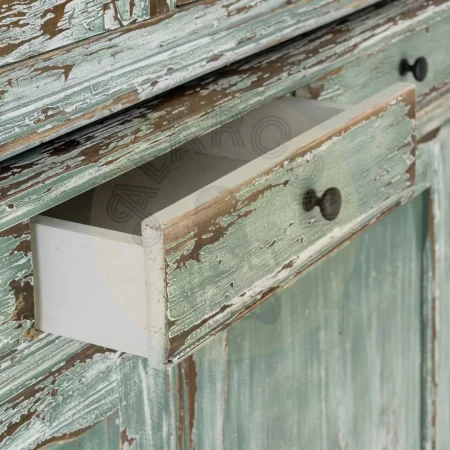 Alacena en madera reciclada de pino y cristal para salón con puertas y cajones 120x47x218cm - Ixia - 616233IX - foto-secundaria-7