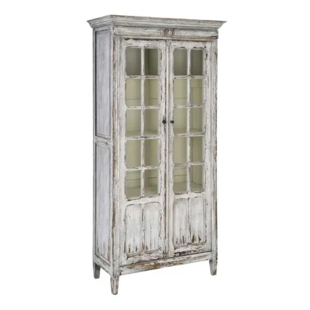 Vitrina de madera reciclada de pino con puertas de cristal para salón 100x45x201.50cm - Ixia - 616234IX - foto-blanco