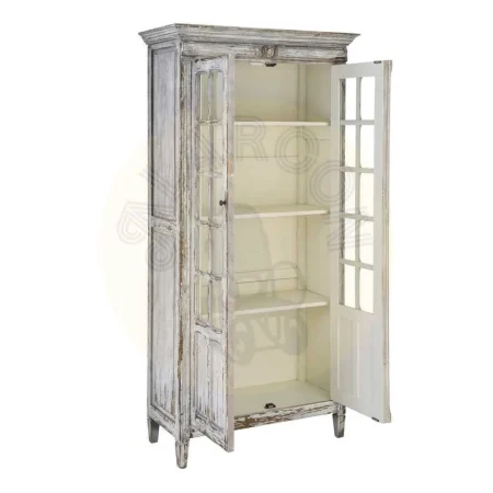 Vitrina de madera reciclada de pino con puertas de cristal para salón 100x45x201.50cm - Ixia - 616234IX - foto-secundaria-1