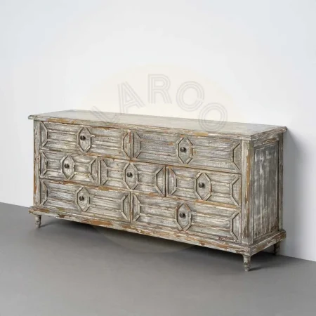 Aparador de madera reciclada de pino para salón con cajones patas 11cm - Ixia 180x45x80cm - Ixia - 616235IX - foto-secundaria-10