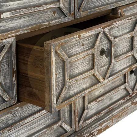 Aparador de madera reciclada de pino para salón con cajones patas 11cm - Ixia 180x45x80cm - Ixia - 616235IX - foto-secundaria-7