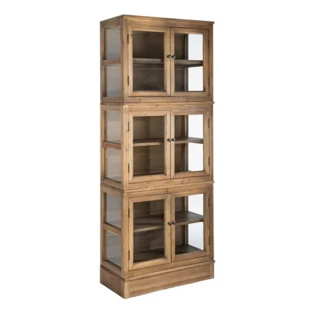 Vitrina en madera de pino reciclada y cristal para salón 80x40x201.50cm - Ixia - 616236IX - foto-blanco