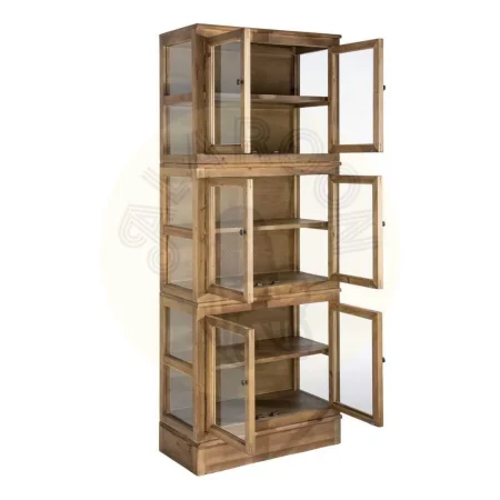 Vitrina en madera de pino reciclada y cristal para salón 80x40x201.50cm - Ixia - 616236IX - foto-secundaria-1