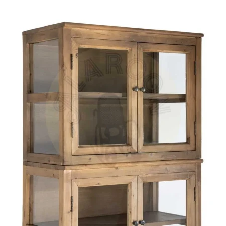 Vitrina en madera de pino reciclada y cristal para salón 80x40x201.50cm - Ixia - 616236IX - foto-secundaria-2