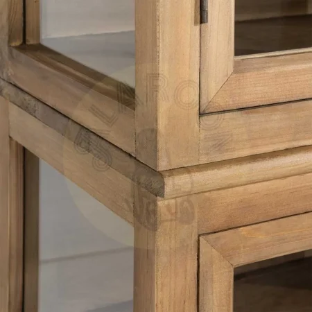 Vitrina en madera de pino reciclada y cristal para salón 80x40x201.50cm - Ixia - 616236IX - foto-secundaria-4