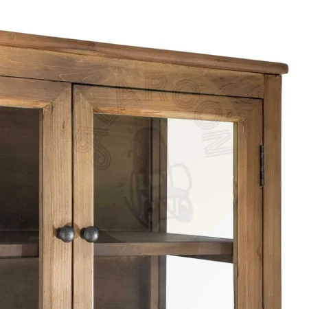Vitrina en madera de pino reciclada y cristal para salón 80x40x201.50cm - Ixia - 616236IX - foto-secundaria-6