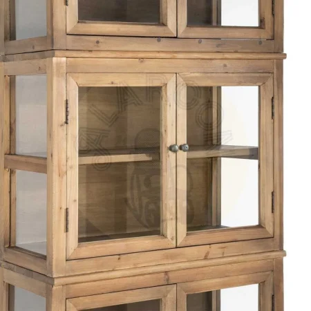 Vitrina en madera de pino reciclada y cristal para salón 80x40x201.50cm - Ixia - 616236IX - foto-secundaria-7
