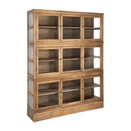 Vitrina para salón en madera de pino reciclada y cristal 155x40x201.50cm - Ixia - 616237IX - foto-blanco