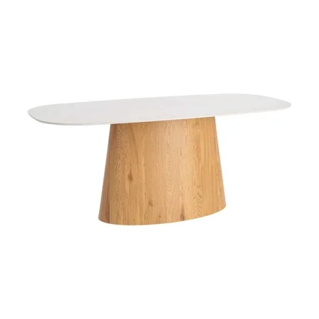 Mesa de comedor beige en piedra sinterizada 180x90x76cm - Ixia - 616248IX - foto-blanco