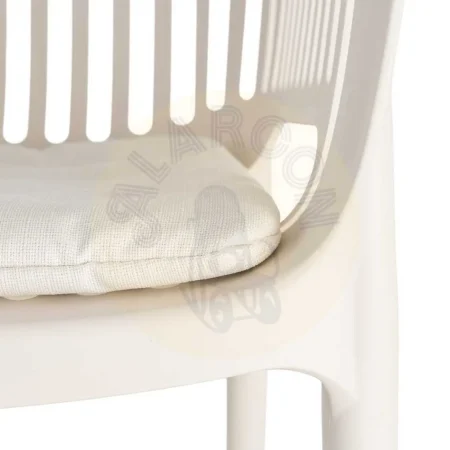 Silla apilable de polipropileno para exterior con cojín tejido a prueba de agua beige 55x61x80cm - Ixia - 616250IX - foto-secundaria-1