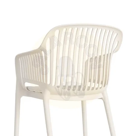 Silla apilable de polipropileno para exterior con cojín tejido a prueba de agua beige 55x61x80cm - Ixia - 616250IX - foto-secundaria-2