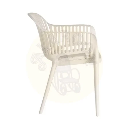 Silla apilable de polipropileno para exterior con cojín tejido a prueba de agua beige 55x61x80cm - Ixia - 616250IX - foto-secundaria-3