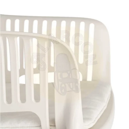 Silla apilable de polipropileno para exterior con cojín tejido a prueba de agua beige 55x61x80cm - Ixia - 616250IX - foto-secundaria-4