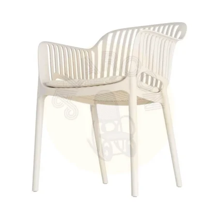 Silla apilable de polipropileno para exterior con cojín tejido a prueba de agua beige 55x61x80cm - Ixia - 616250IX - foto-secundaria-5