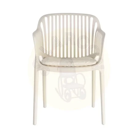 Silla apilable de polipropileno para exterior con cojín tejido a prueba de agua beige 55x61x80cm - Ixia - 616250IX - foto-secundaria-6