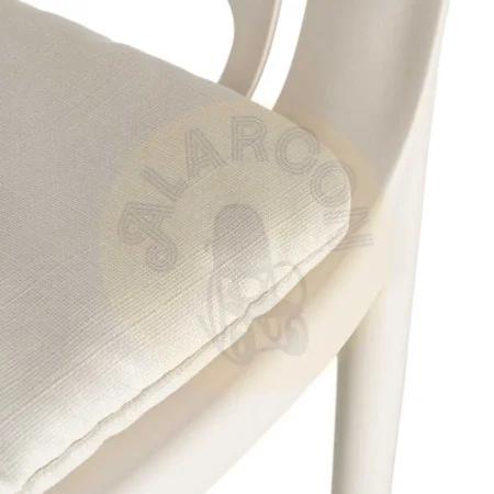 Silla apilable de polipropileno para exterior con cojín tejido a prueba de agua beige 55x61x80cm - Ixia - 616250IX - foto-secundaria-7