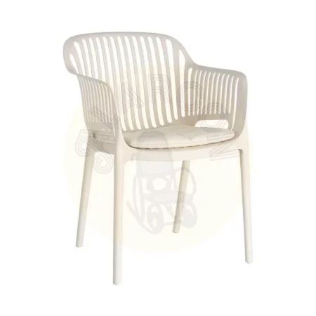 Silla apilable de polipropileno para exterior con cojín tejido a prueba de agua beige 55x61x80cm - Ixia - 616250IX - foto-secundaria-9