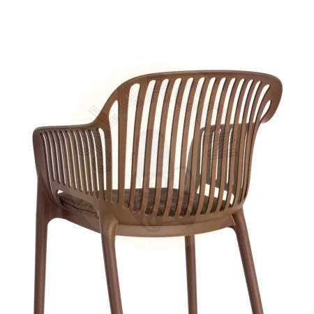 Silla apilable de polipropileno para exterior color marrón con cojín no desenfundable con tejido a prueba de agua 55x61x80cm - Ixia - 616252IX - foto-secundaria-2