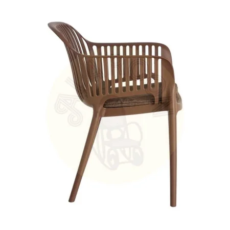 Silla apilable de polipropileno para exterior color marrón con cojín no desenfundable con tejido a prueba de agua 55x61x80cm - Ixia - 616252IX - foto-secundaria-3